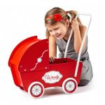 Woody Дървена количка за кукли, Ретро, червена - Image 3