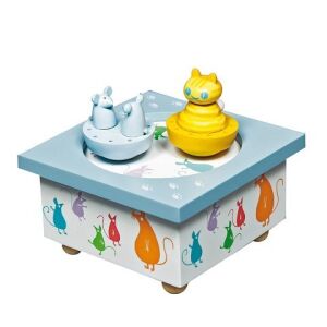 Дървена музикална кутия с коте и мишки - Trousselier