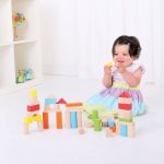 Bigjigs Дървени цветни блокчета, 50 броя - Image 5