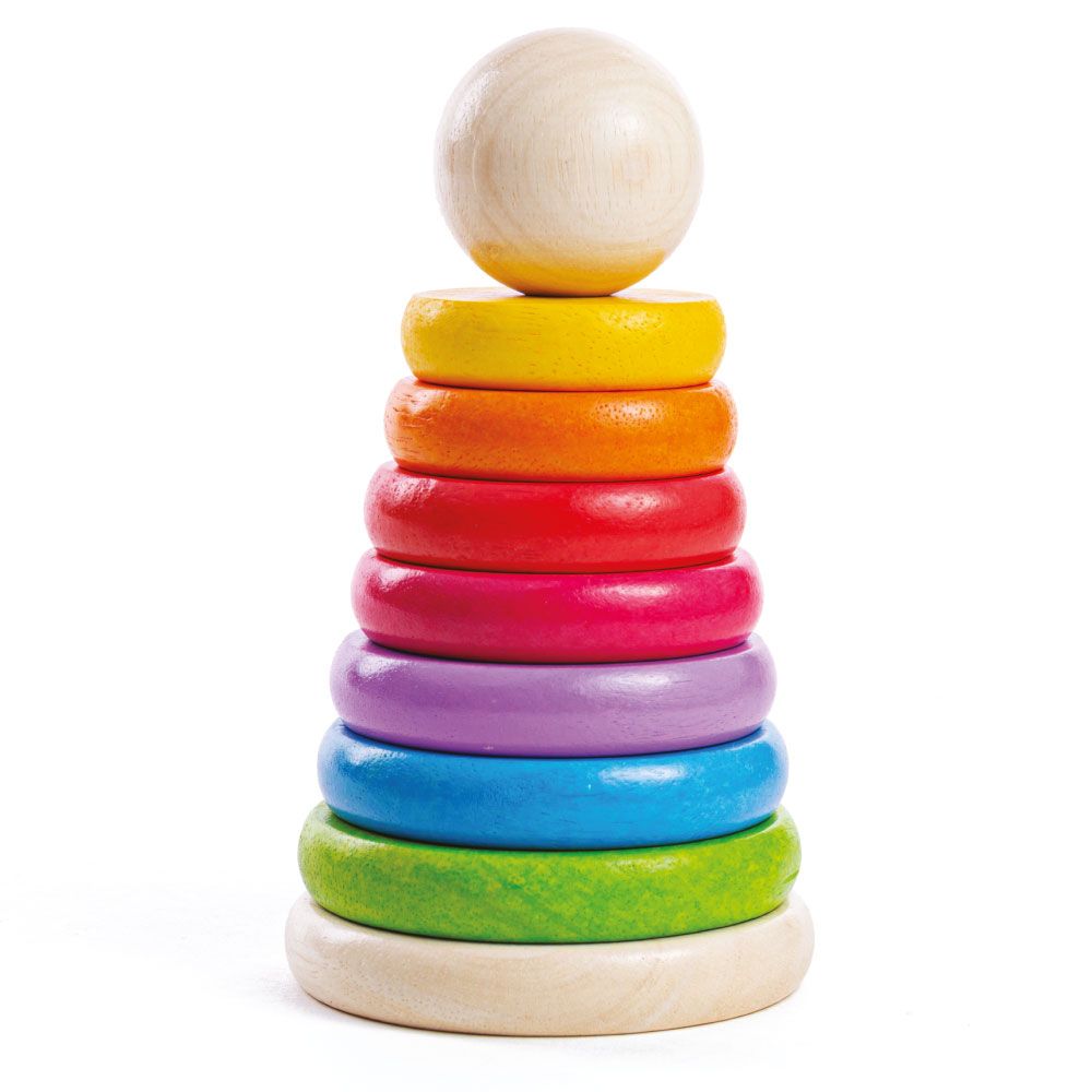 BB098-bigjigs-dyrvena-piramida-s-tzvetni-ringove BIGJIGS Дървена пирамида с цветни рингове