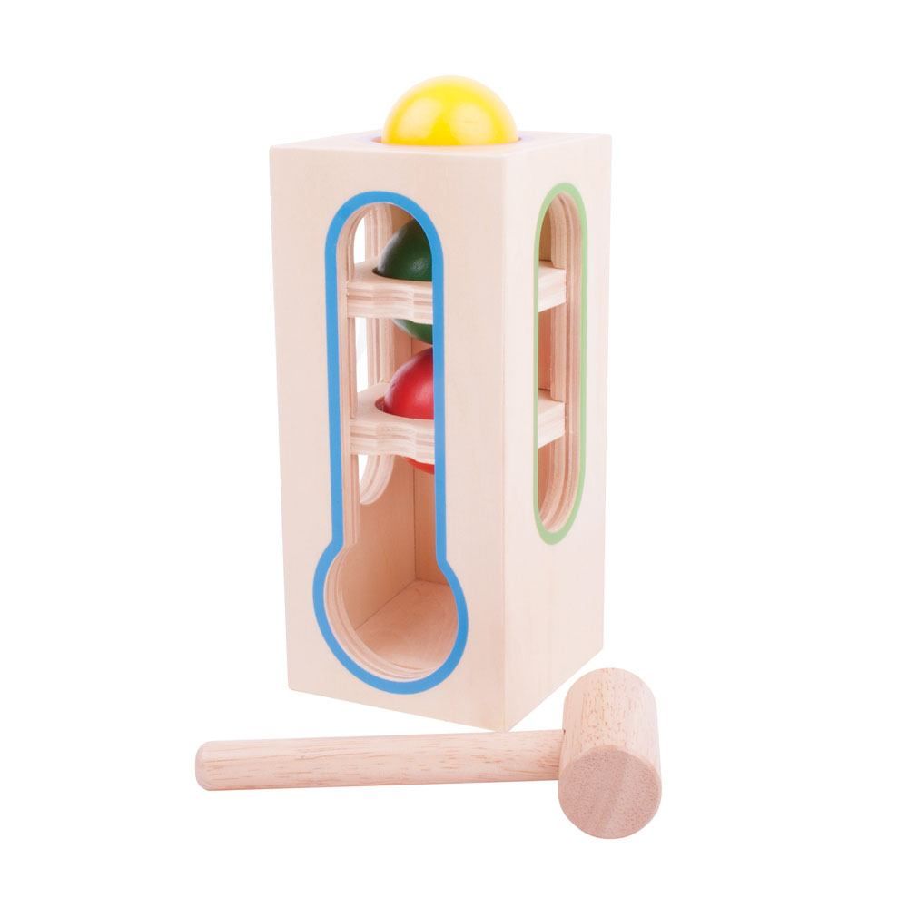 BB102-bigjogs-dyrvena-kula-s-chukche-i-topcheta BIGJIGS Дървена игра с чукче и цветни топчета