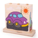 Bigjigs Дървени кубчета с превозни средства - Image 3