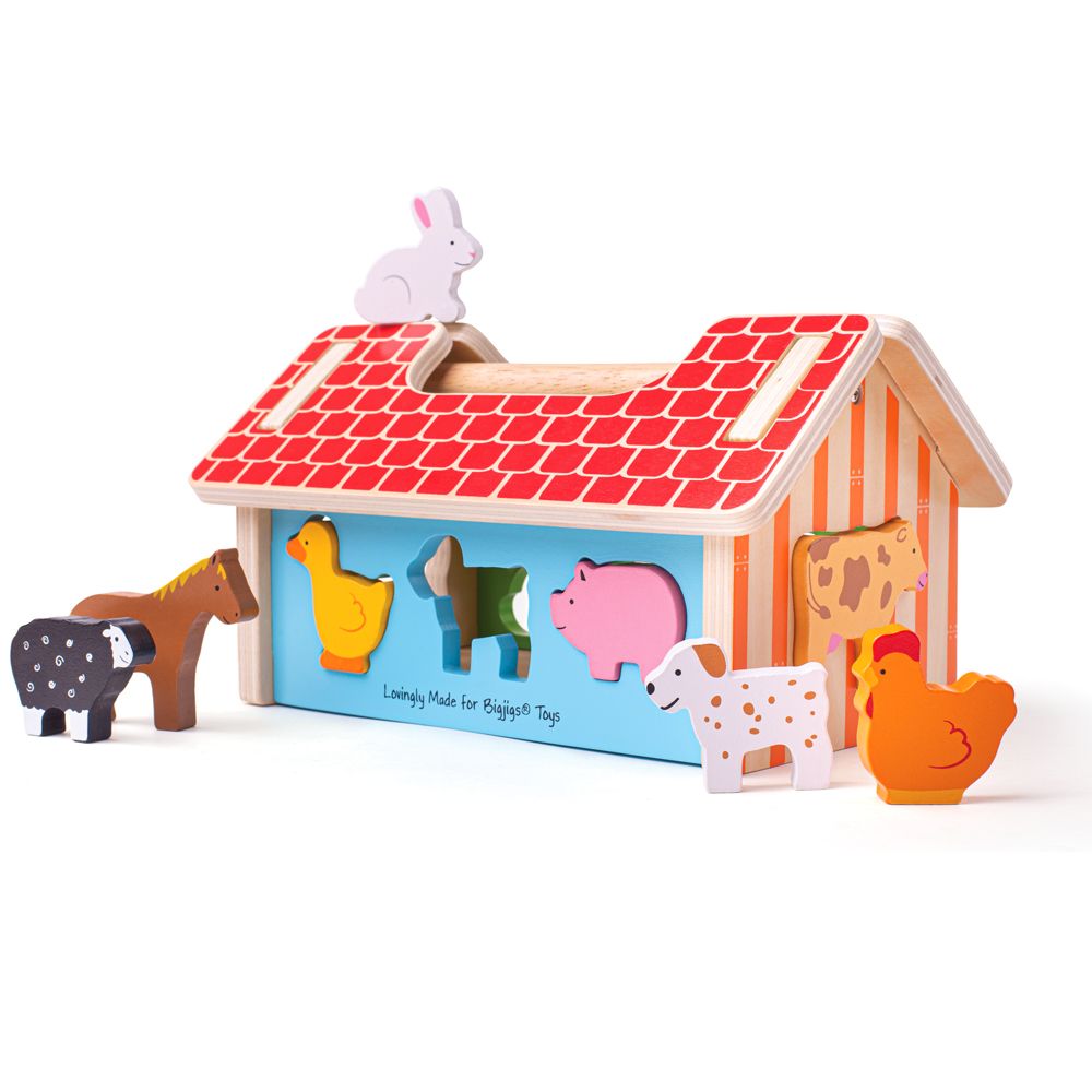 BB108-dyrvena-ferma-s-zhivotni-sorter-bigjigs BIGJIGS Дървен сортер, Ферма с животни