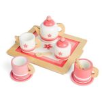 BIGJIGS Дървен сервиз за чай, розов