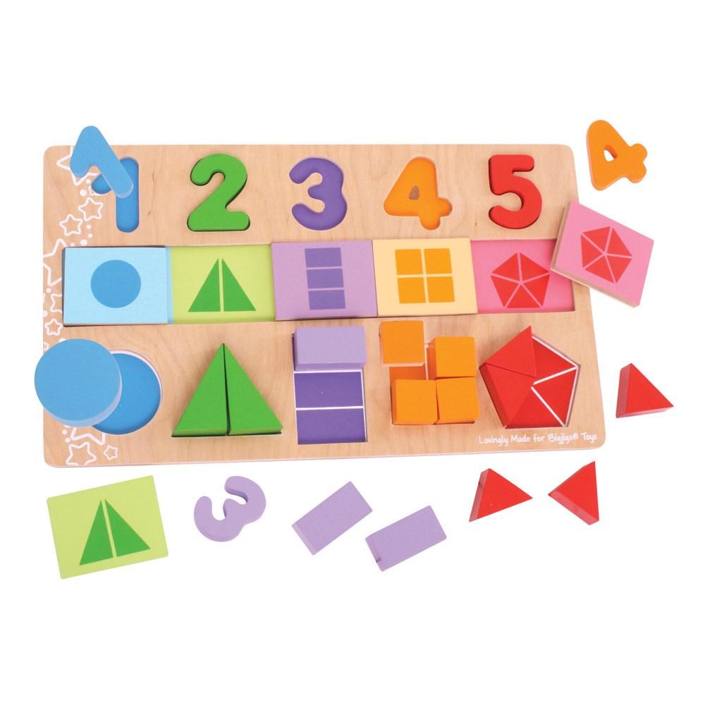BJ459-bigjigs-dyrven-puzel-s-chisla-i-geometrichni-figuri BIGJIGS Дървен пъзел с числа и форми