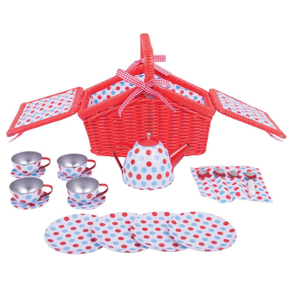 BJ630-detski-chaen-serviz-v-koshnichka-bigjigs BIGJIGS Детски метален сервиз за чай в кошница