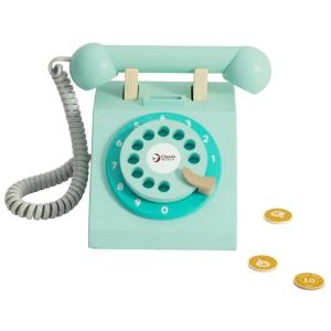 Classic World Дървен телефон с шайба и монети