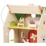Classic World Цветна дървена къща за кукли с обзавеждане - Image 4