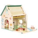 Classic World Цветна дървена къща за кукли с обзавеждане