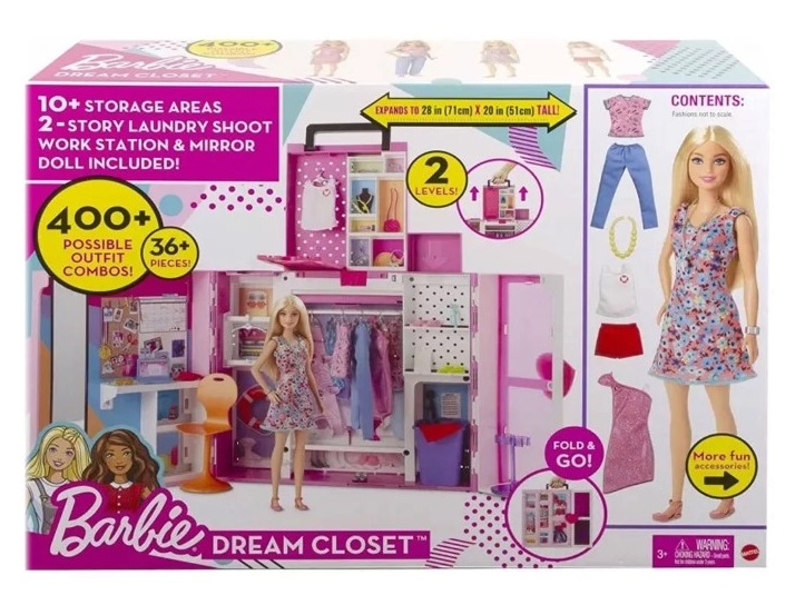 HGX57-kukla-barbie-s-garderob-s-drehi Кукла Barbie с моден гардероб с дрехи и аксесоари - Image 1