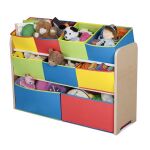 Ginger Home Дървена етажерка с 9 текстилни кутии за играчки