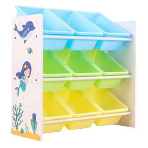 Дървен етажерка с 9 кутии за играчки и книжки, Ginger Home