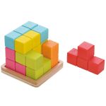 Lelin Toys Дървен логически пъзел, Цветен куб - Image 2