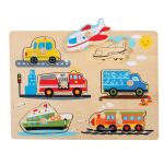 Lelin Toys Дървен пъзел с Превозни средства