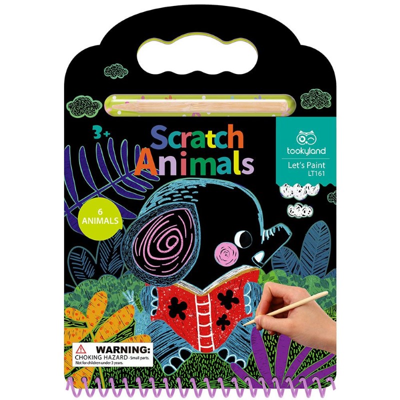 LT161-skrech-knizhka-s-zhivotni-tookyland Скреч книжка за рисуване с животни, Tooky Toy