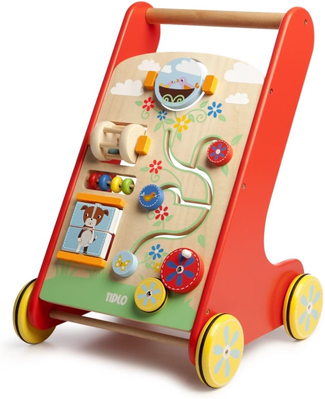 T0214-bigjigs-kolichka-walker BIGJIGS Дървена количка - Уокър с активности, Природа