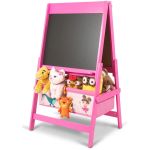 Дървена двустранна дъска за рисуване и писане, розова, Ginger Home - Image 2
