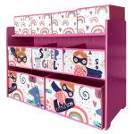 Дървена етажерка с 9 текстилни кутии за съхранение, Ginger Home - Image 4