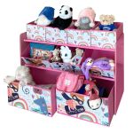 Дървена етажерка с 9 текстилни кутии за съхранение, Ginger Home