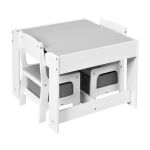 Детска маса с двустранен плот и 2 столчета, White/Grey, Ginger Home - Image 2