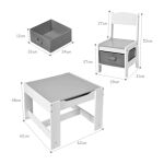 Детска маса с двустранен плот и 2 столчета, White/Grey, Ginger Home - Image 5