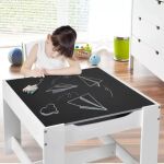 Детска маса с двустранен плот и 2 столчета, White/Grey, Ginger Home - Image 8