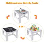 Детска маса с двустранен плот и 2 столчета, White/Grey, Ginger Home - Image 7