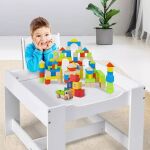 Детска маса с двустранен плот и 2 столчета, White/Grey, Ginger Home - Image 9