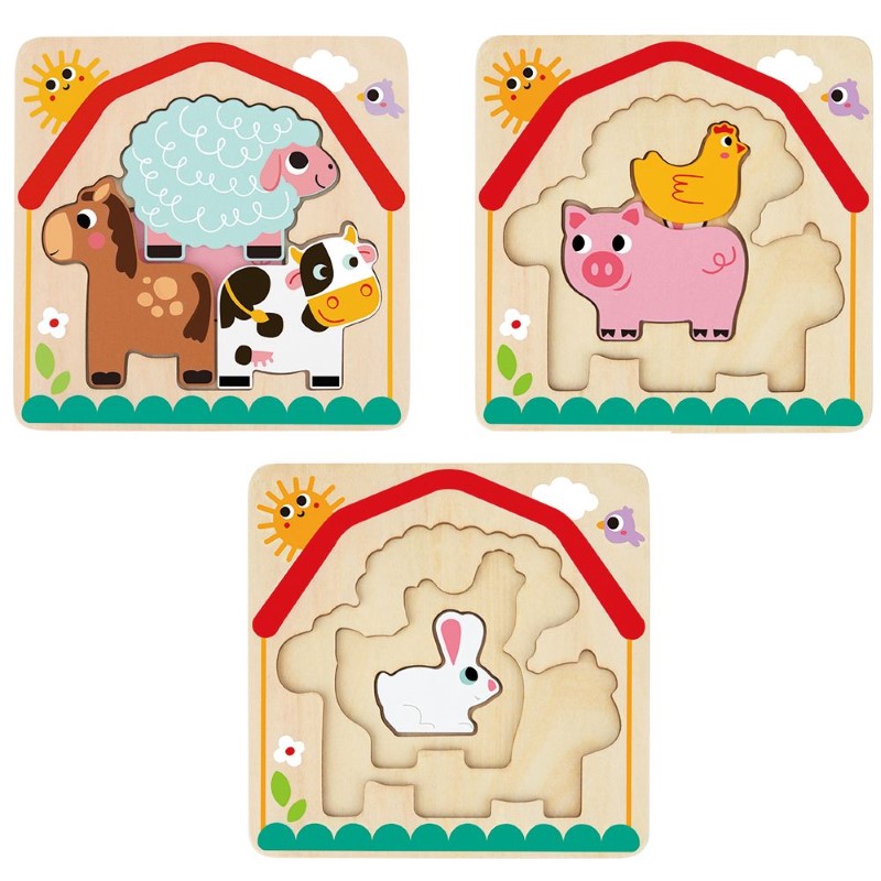 TH623-darven-puzel-tooky-toy-1 Tooky Toy Дървен многослоен пъзел Ферма