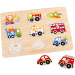 Tooky Toy Дървен пъзел с дръжки, Превозни средства
