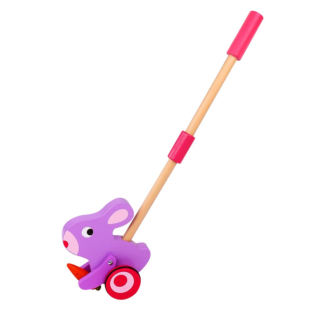TKE001-tooky-toy-dyrvena-igrachka-zaiche-za-butane Tooky Toy Дървена играчка за бутане, Зайче - Image 1