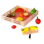 Tooky Toy Дървена щайга с плодове за рязане