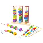 Tooky Toy Дървена игра за нанизване с цветни фигури - Image 2