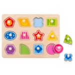 Tooky Toy Дървен пъзел с дръжки, Цветни форми