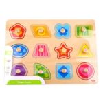 Tooky Toy Дървен пъзел с дръжки, Цветни форми - Image 2