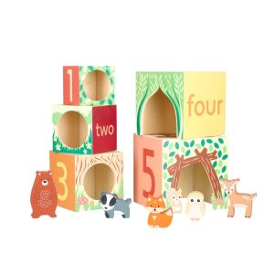 Дървени кутии с горски животни, Orange Tree Toys