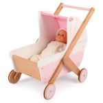 Bigjigs Дървена количка за кукли, розова - Image 2