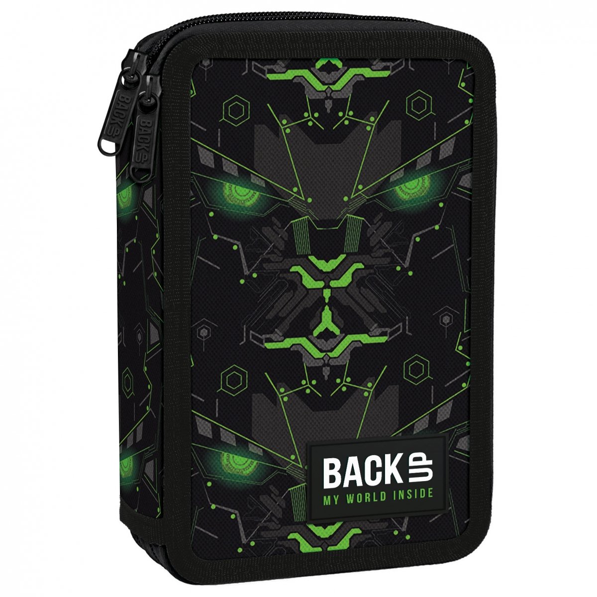 100385-neseser-s-2-otdeleniya-monster-green-backup-1 BackUp Ученически двоен несесер, Модел Monster Green 6 DW 59, пълен - Image 1
