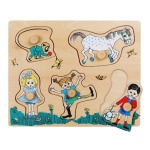 Дървен пъзел с дръжки Пипи и приятели, 5 части - Pippi