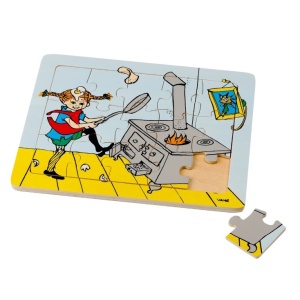 Дървен пъзел Пипи прави палачинки, 15 части - Pippi