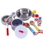 Детска дървена кухня с прибори, Сива 6