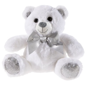 Плюшено бяло мече с панделка, 25 см Heunec