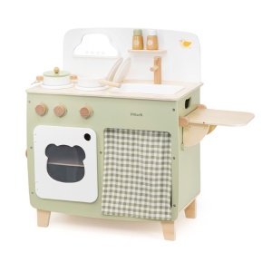 Детска дървена кухня за игра, зелена PolarB viga