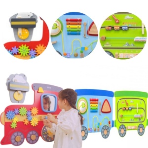 дървена сензорна игра за стена влак с активности Viga Toys