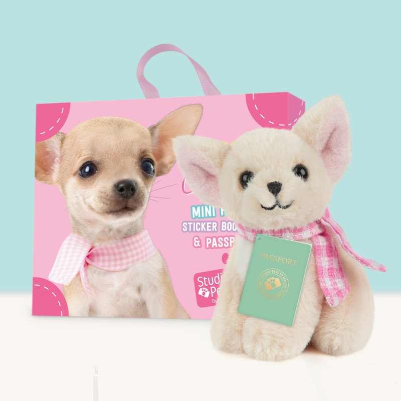 studio-pets-kuche-chihuachua-8-sm-s-kufarche-6525-4 Мини плюшено куче Чихуахуа Пинки с куфар - Studio Pets