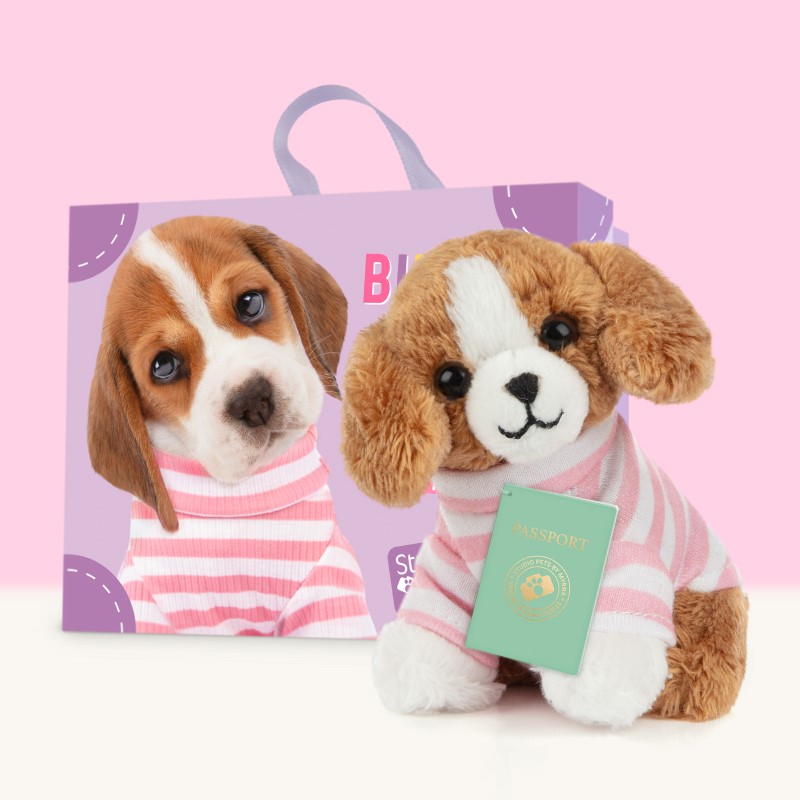 studio-pets-plusheno-kuche-bigal-billi-8-sm-s-kufarche-6527-4 Studio Pets Мини плюшено куче Бигъл Били с куфарче и паспорт