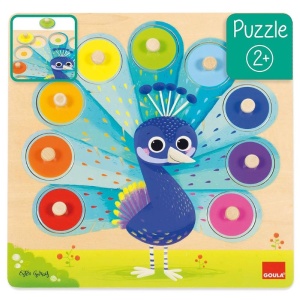 Дървен пъзел с цветовете, Паун - Goula 1