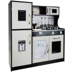 Дървена кухня с аксесоари, черно-бяла, Kruzzel 22116