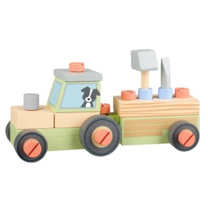 Дървен трактор за сглобяване, 25 части - Orange Tree Toys