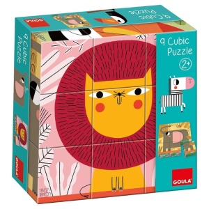 Детски пъзел с кубчета, Животни, 9 части - Goula